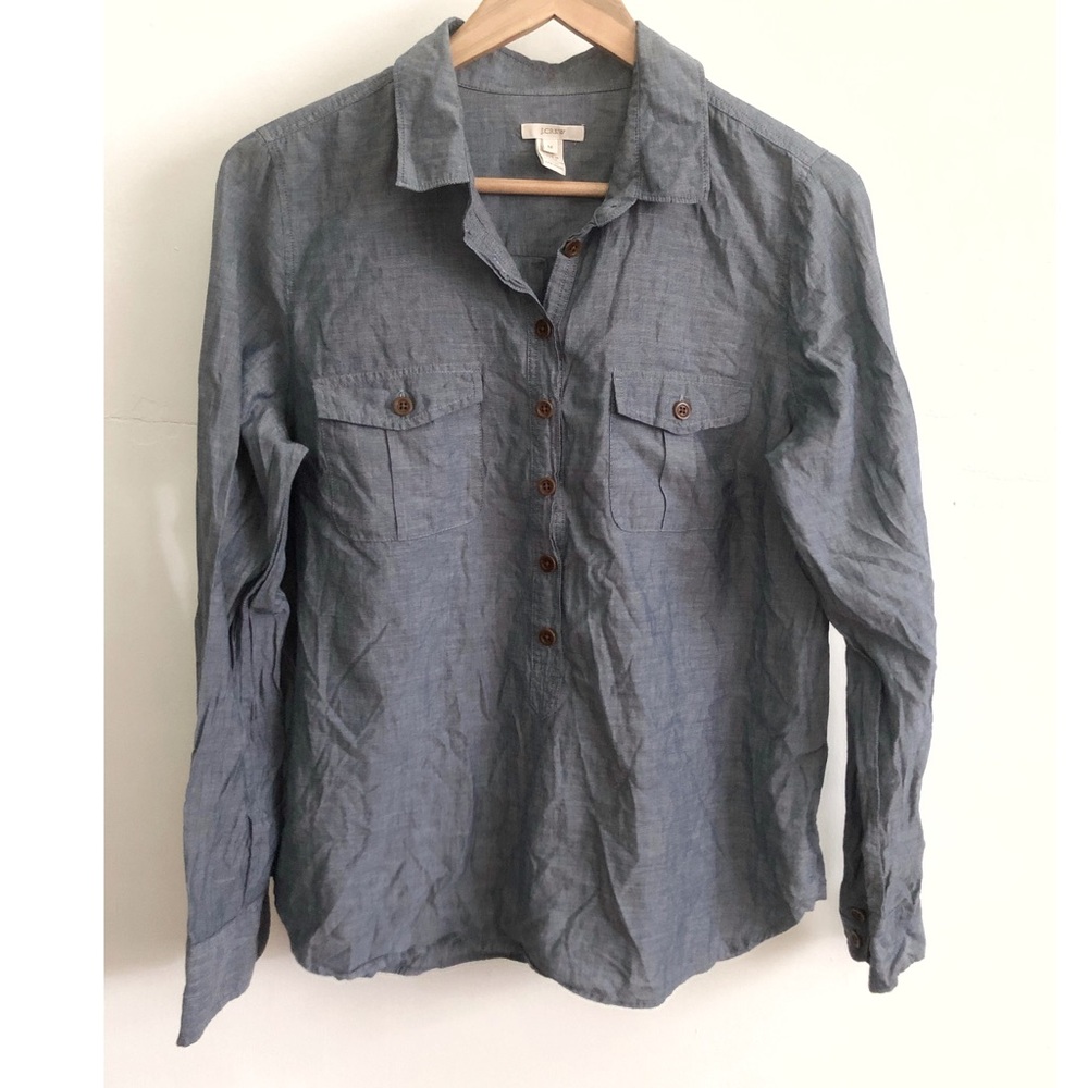 J. Crew Cotton Blue Collard Button Down Blouse